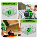 Nivela laser 4D CU 16 linii, 4 fascicule x 360 grade, Linii verzi, Raza de actiune 25m, Precizie ± 2mm/10m, Autonivelare, Unghi drept, Baterii 2 x 4000 mAh 4.2V, Telecomanda