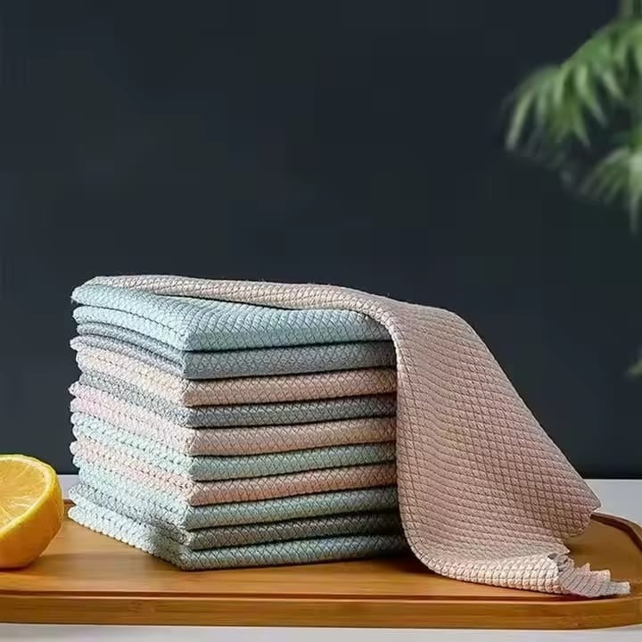 Set 10 Lavete Magice din Microfibra Super Absorbante, Uscare Rapida, fara pete si scame 25 x 25 cm