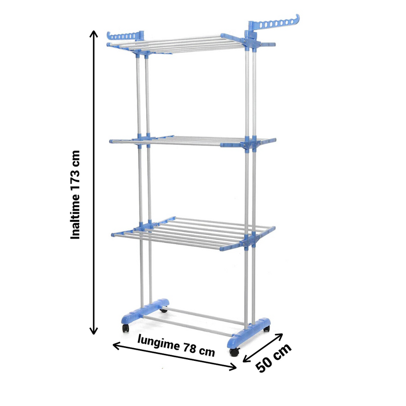 Uscator vertical pentru rufe, mobil si pliabil cu suport umerase