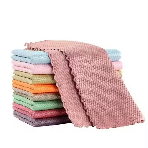 Set 10 Lavete Magice din Microfibra Super Absorbante, Uscare Rapida, fara pete si scame 25 x 25 cm