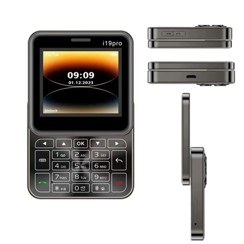 Telefon Mini Slide i19 Pro Ecran 2.4 inch, Dual SIM, Camera, FM Radio, Bluetooth, Butoane Fizice, Deblocat