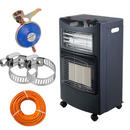 Soba mobila pliabila pe gaz GPL ( butelie) si electric cu furtun pentru gaz, regulator presiune gaz si 2 coliere reglabile