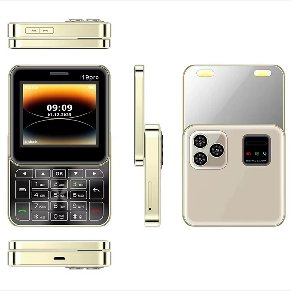 Telefon Mini Slide i19 Pro Ecran 2.4 inch, Dual SIM, Camera, FM Radio, Bluetooth, Butoane Fizice, Deblocat