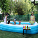 Piscina Gonflabila Albastra cu 3 Inele, 210 cm lungime si 54 cm inaltime, Ideală pentru Distractie în Aer Liber