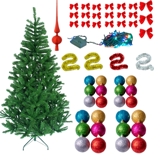 Brad de Craciun 180cm + Set complet accesorii pentru impodobit