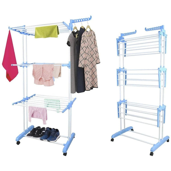 Uscator vertical pentru rufe, mobil si pliabil cu suport umerase