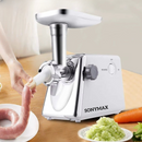 Masina de tocat carne electrica 2200W, inox, functie Reverse, accesorii carnati si kebbe, SonyMax, Garantie 2 ani
