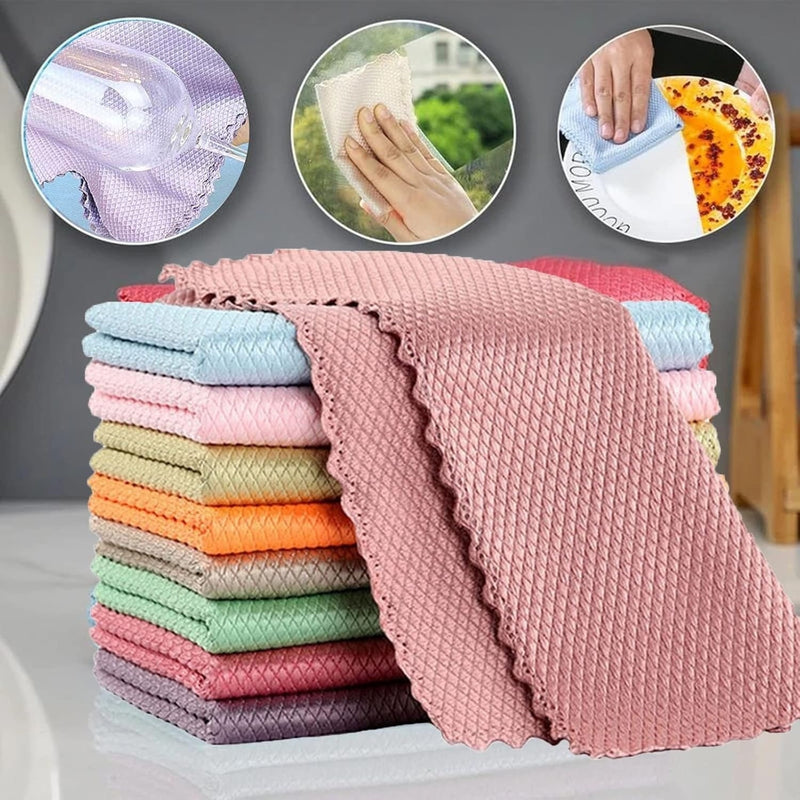 Set 10 Lavete Magice din Microfibra Super Absorbante, Uscare Rapida, fara pete si scame 25 x 25 cm