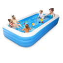 Piscina Gonflabila Albastra cu 3 Inele, 210 cm lungime si 54 cm inaltime, Ideală pentru Distractie în Aer Liber