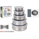 Set 5 Caserole Metalice | Recipienti Alimentari Cu Capace Transparent