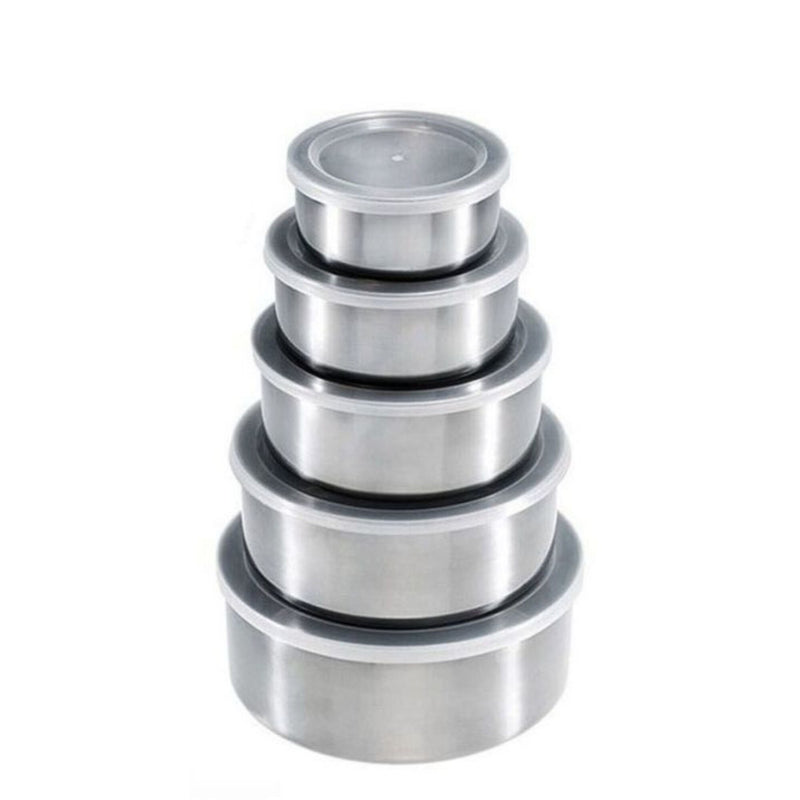 Set 5 Caserole Metalice | Recipienti Alimentari Cu Capace Transparent