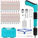 Kit Pistol Manual Pentru Fixare Cuie Si Nituri | Pneumatic | 30 cm | Calibru 7.3 cm | Ochelari Protectie + Cutie Transport | Albastru