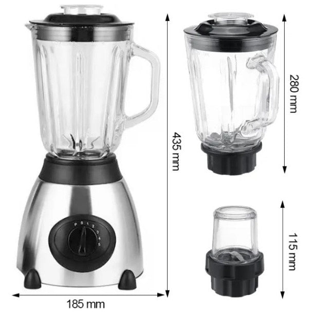 Blender Electric 2 in 1 Cu Rasnita | 1.5L | 650W | 5 Viteze + Functie Pulse | Lame Inox | Mixare, Smoothie, Maruntire Gheata