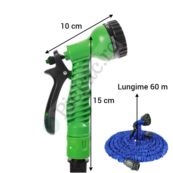 Furtun extensibil pentru gradina, lungime 60m, aparat de udat inclus!